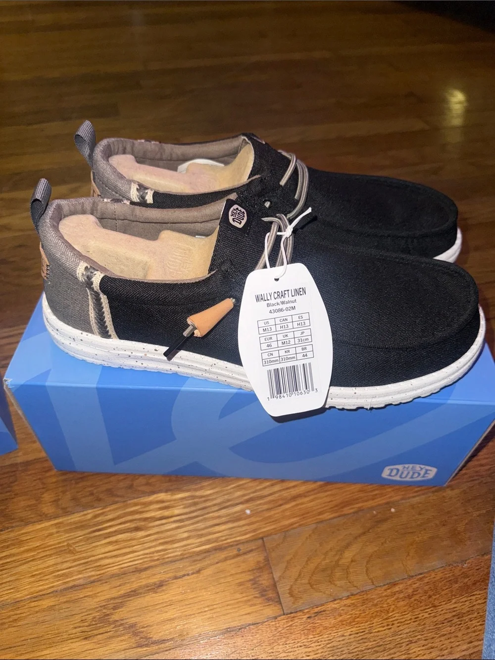 Hey Dude Wally Craft Linen Black/Walnut